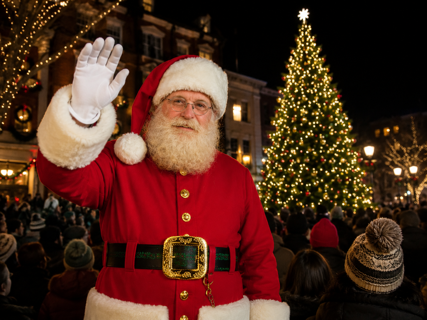 Santa Mark at a Christmas tree lighting ceremony
